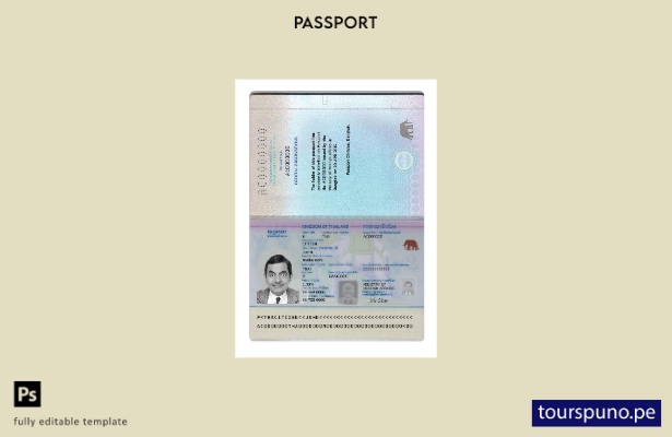 Listo para imprimir la plantilla actual del pasaporte de Tailandia